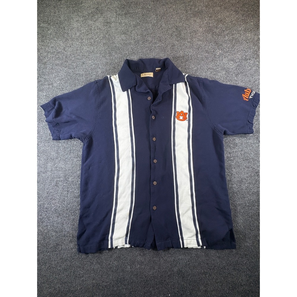 Chiliwear Auburn Tigers Mens Large Navy Rayon Bowling Shirt NCAA Camp Top